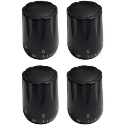 Black Thermostat Valve Knobs Set 4 Pieces M30 X 1.5 Thread Plastic Handwheels for Radiator and Heating Systems