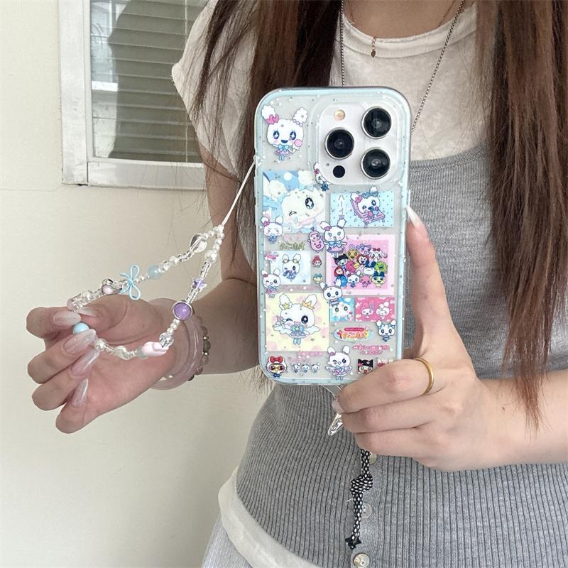 Kawaii Cartoon Animal Phone Case For iPhone 16 Pro 15 14 Pro Max Cover with Chain Strap Shockproof Cute Cases 15Pro 16 Max Funda