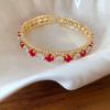 Inlaid Zircon Geometric Open Bangle - Elegant, High-End Design for Versatile Women's Fashion