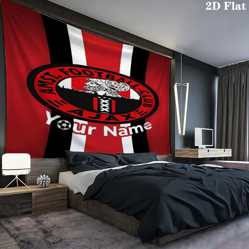 Ajax Fan Gear Custom Name Wall Tapestry Aesthetic Wall Hanging Printed Fabric Blanket Decorative Tapestries For Bedroom Living Room Home Decor