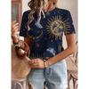 Fashion Women's Crew Neck Short Sleeve 3D Casual Color Printing Casual Short Sleeve Crew Neck T-Shirt