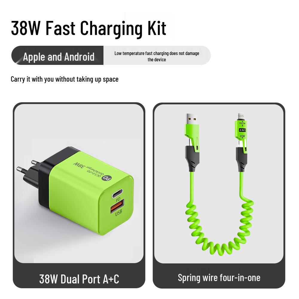 Macaron 38W Dual Port Fast Charger: USB+PD for Apple & Huawei Phones