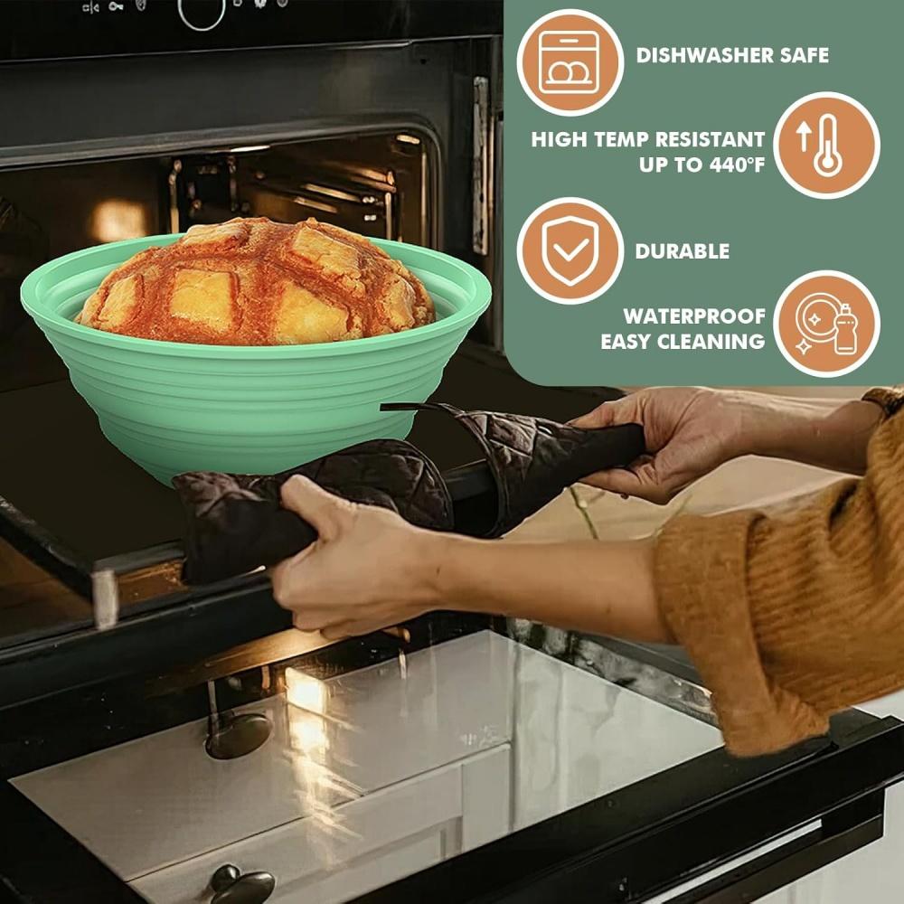 Silicone Bread Basket Baking Dessert Oval Dough Bread Proofing Baskets Collapsible Storage Fermentation Sourdough Basket Kitchen