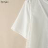 ZANZEA Women Casual Round Neck Loose Patchwork Short Sleeve T-Shirts