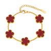 18K Gold Plated Floral Bracelets,Stainless Steel Charm Bracelet Non-Tarnish,Adjustable lucky Chain Set Trendy Gift
