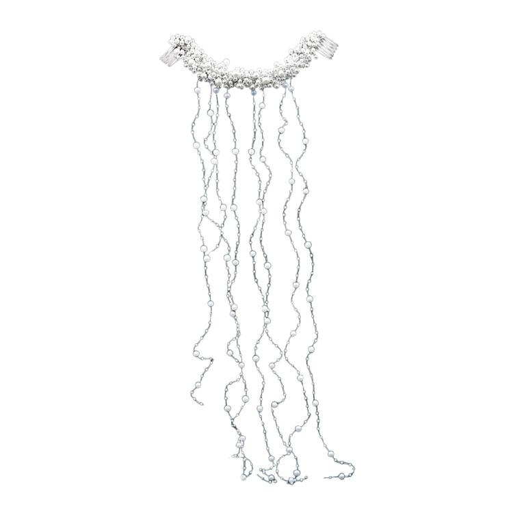 

Bridal Wedding Hair Comb Bride Hair Accessories Pearl Tassels Headband Headwear 1