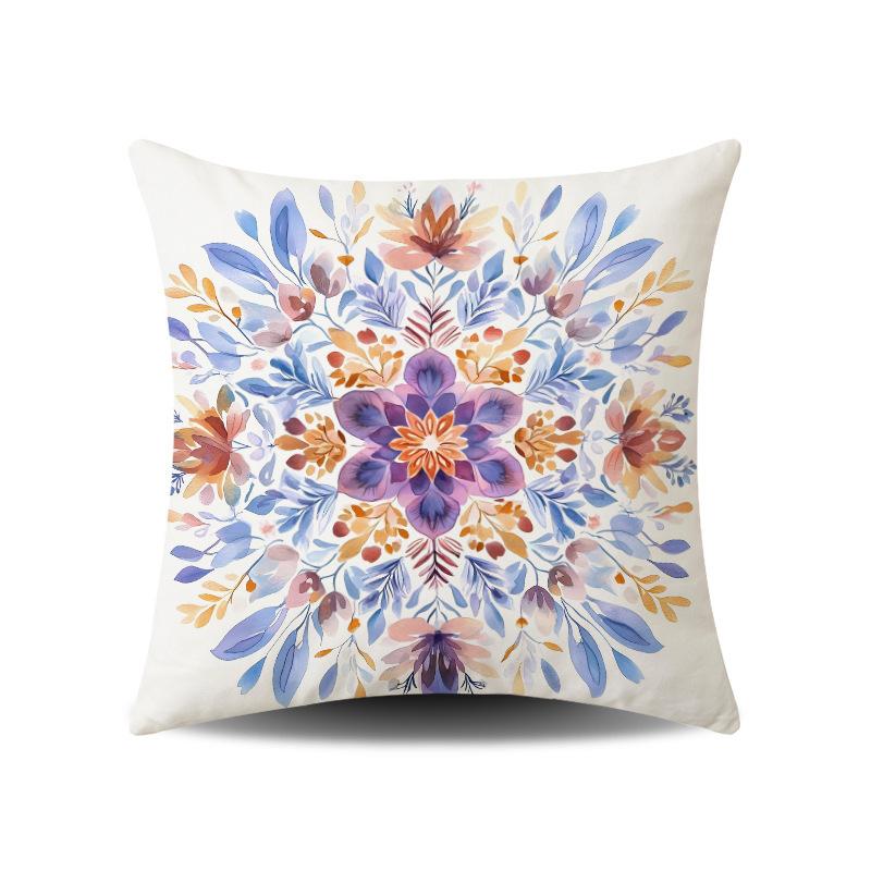 

Small Fresh Spring and Summer Floral Contrast Color Pillowcase Digital Printing Home Bedroom Living Room Sofa Decorative Pillowcase linen-45x45cm double-sided [without pillow core]