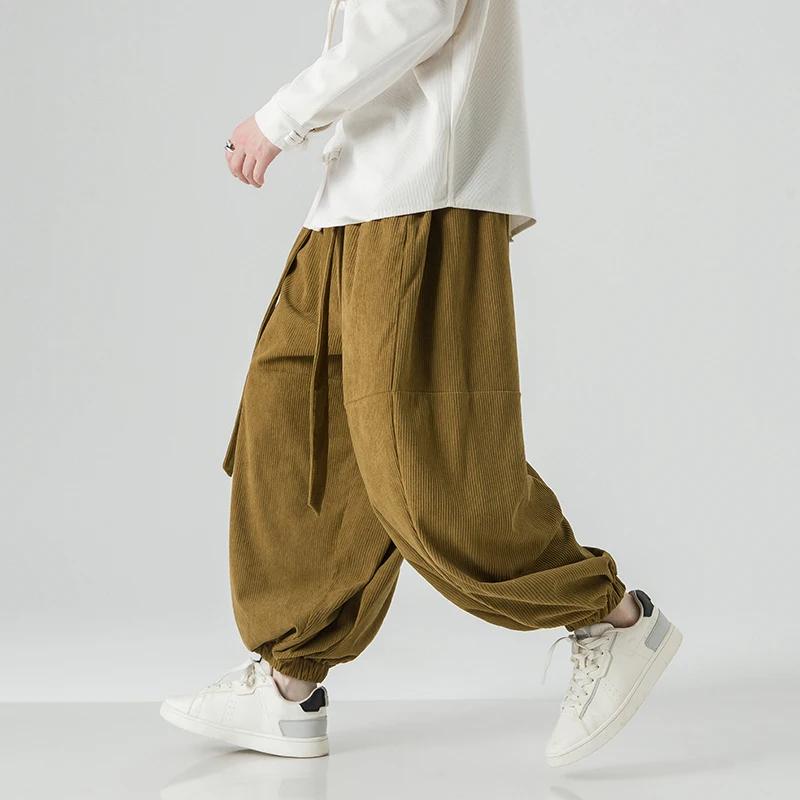 Pantaloni a Coste da Uomo Oversize Casual Autunnali Gamba Larga Streetwear Pantaloni Harem Uomo Donna Vita Elastica Pantaloni Larghi