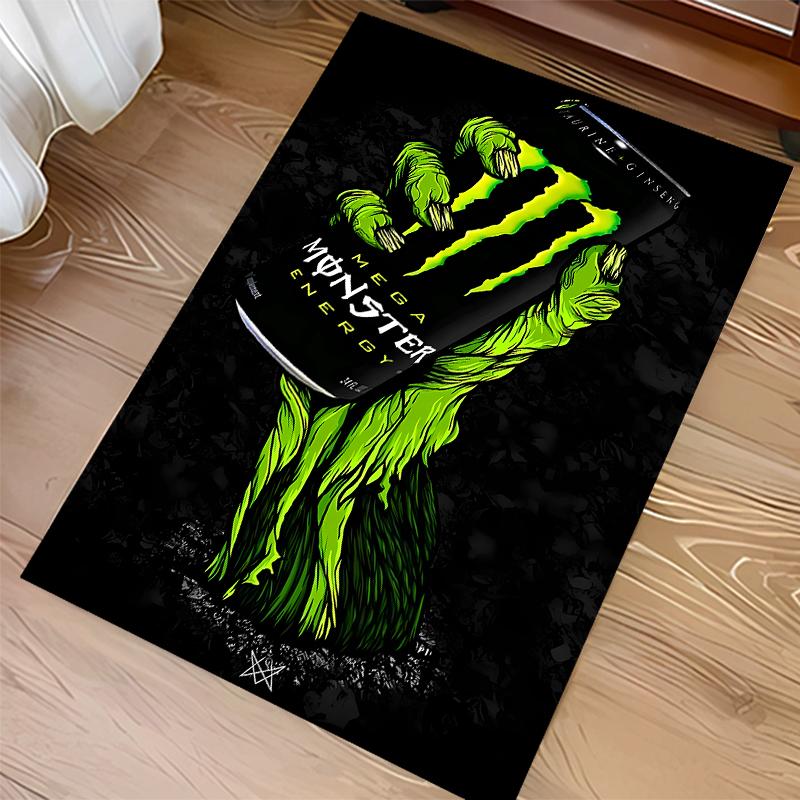 1pz Tappeto Area con Stampa Logo Monster Energy - Morbido, Lavabile, Antiscivolo, Tappetino da Interno per Sedie da Ufficio, Soggiorno, Home Office, Tappeto Decorativo
