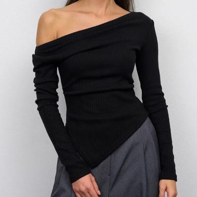 European and American Y2K Irregular Top Women's Autumn and Winter Long Sleeved T-shirt