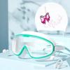Swimming Goggles Waterproof Anti-fog HD Professional Women Large Frame Swimming Goggles Diving Swim Cap Set Equipment Bow