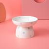 Ceramic Tall Footed Drinking Water Bowls, Anti Overturning Oblique Mouth, Neck Protection, Round Dot Cat Bowl, Pet Articles, 1Pc