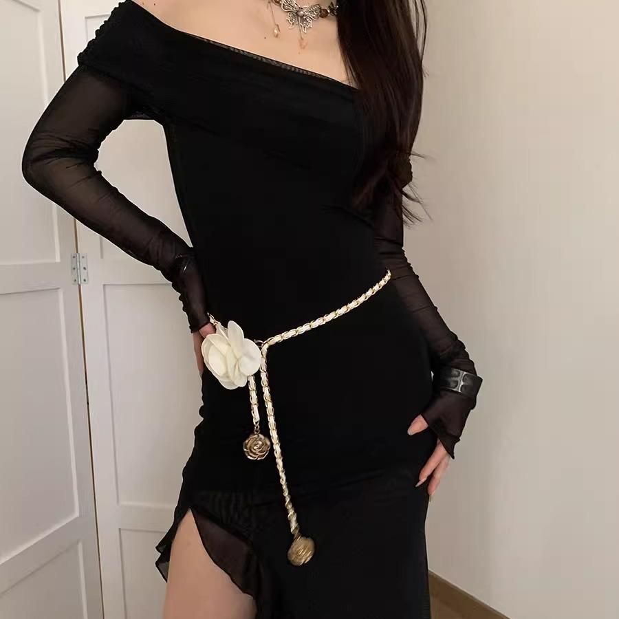 Premium Flower Waist Chain Women'S Dress Waist Thin Belt Decoration Trendy