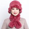 Rex Rabbit Hair Hat Children's New Mother Hat Winter Warm Korean Version Grandma Hat Scarf Middle and Old Age Hat Scarf