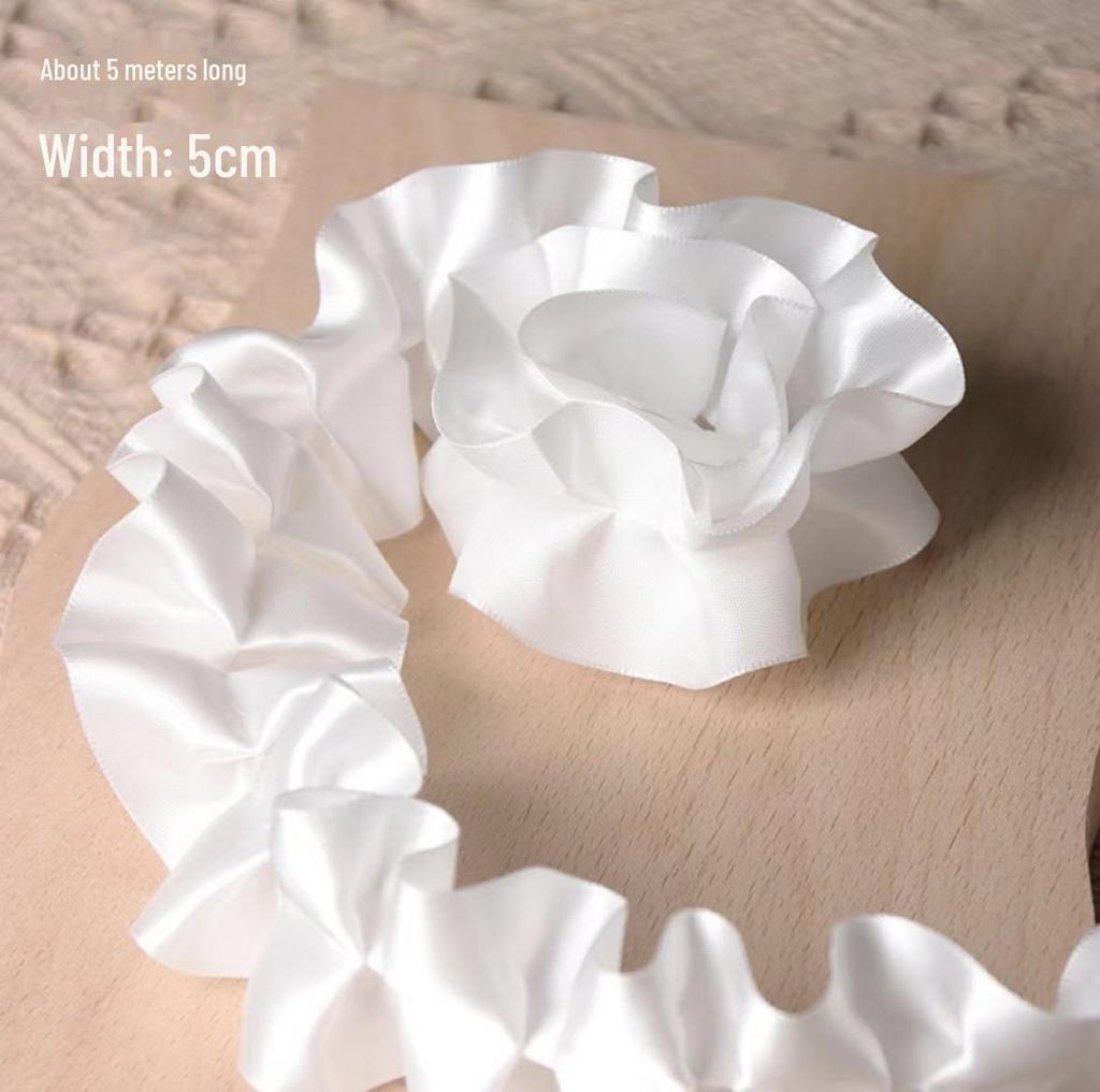 סרט פוליאסטר מקופל לוטוס לבן, ברוחב 5 ס"מ ובאורך 1 מטר, לקישוט עוגות