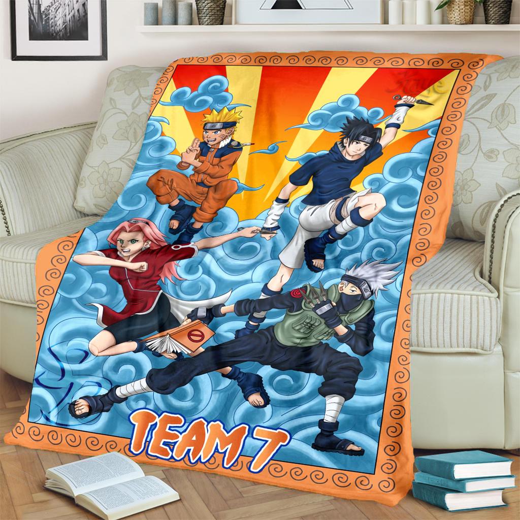 Anime-Naruto Print Blanket Warm Comfortable Flannel Blanket for Bedrooms, Sofas, Beds, Chairs, Picnics, Travel -LXR63