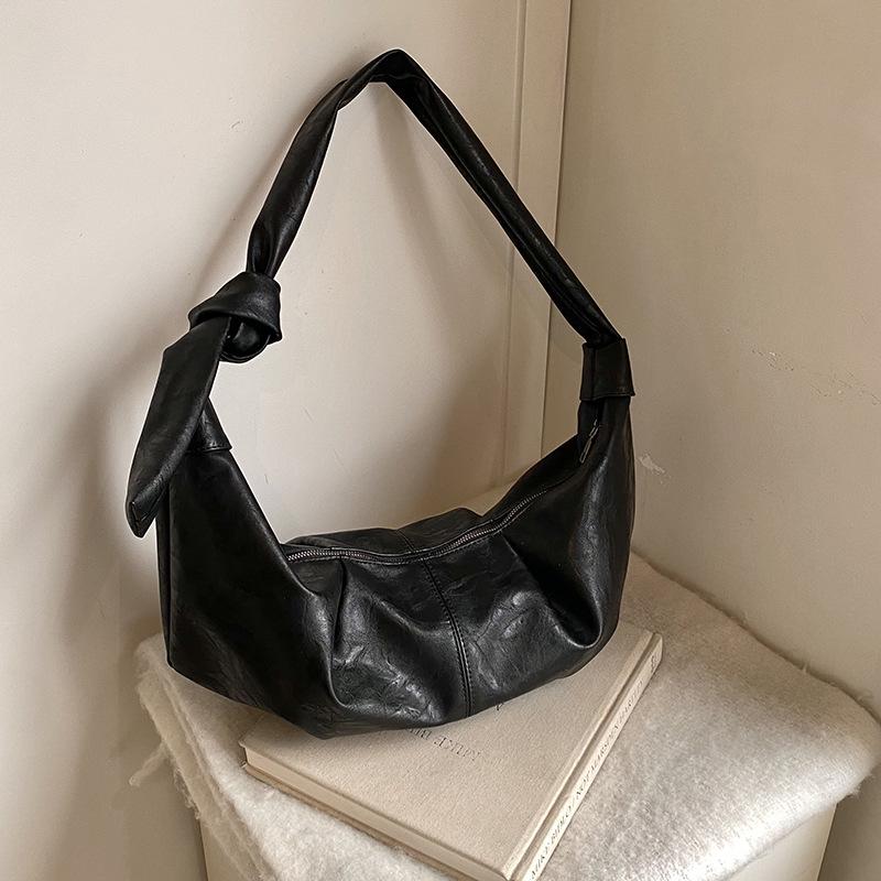 Lux Retro Soft Leather Pleated Dumpling Bag - Versatile Large Capacity Shoulder/Crossbody for Commuting