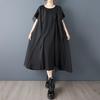 Short Sleeve Plus Size Black Mesh Vintage New In Dresses for Women Casual Loose Long Summer Dress