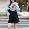 2024 Autumn High-Waist Women's A-Line Slimming Mid-Length Wide-Leg Shorts