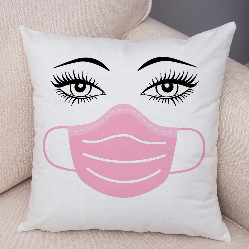 Fashion Mask Eyelash Print Pattern Pillowcase Cover  Bed Car Office Decorative