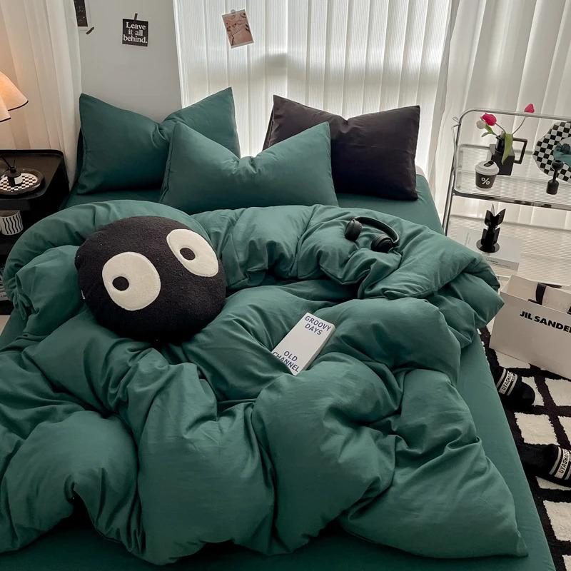 Pure Black Duvet Cover Microfiber Solid Color Bedding Set,3pcs Comforter Cover Home Bedroom Decor Quilt Cover with 2 Pillowcase