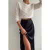 Leopard Pattern Satin Midi Length Brown Skirt