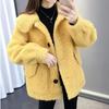 Lamb Wool Coat Women's Spring Short Korean Version Top Long Sleeve Imitation Lamb Wool Lapel Small Coat