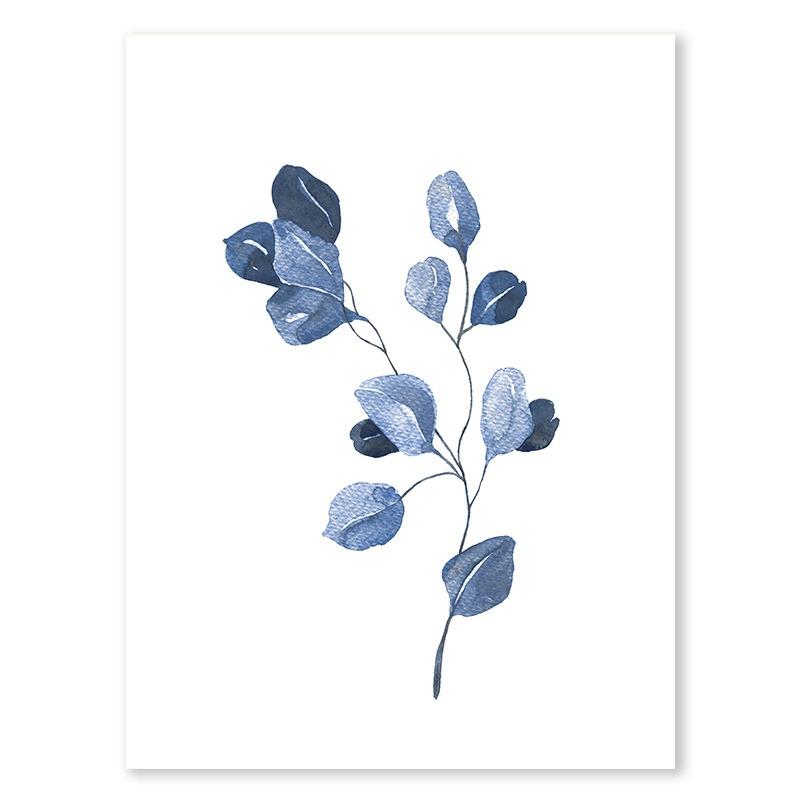 Indigo Blue Botanical Posters Navy Branches Plant Leaves Wall Art Canvas Painting Nordic Living Room Interior Home Decor Mural