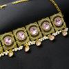Retro Gemstone Necklace Ring Set, Metal Wind Gold Diamond Fringed Chain Exaggerated Temperament Accessories