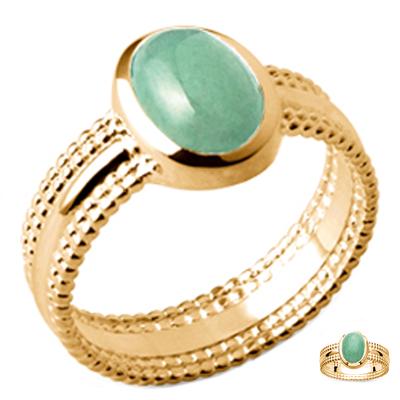 Gold Plated Ring 'Cleopatra' Golden Aventurine - 12x8 Mm