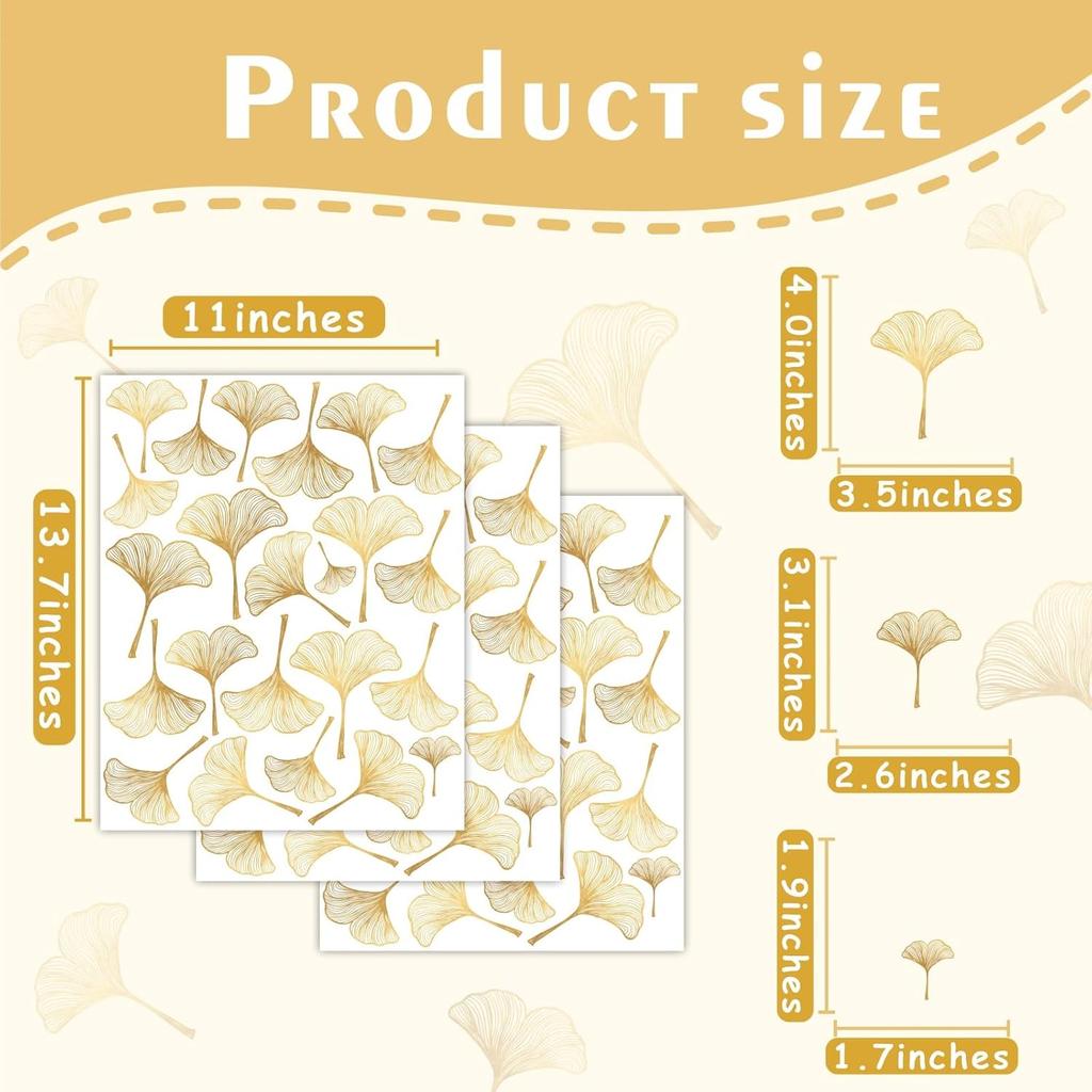 Gold Wall Decals Gold Leaves Wall Decals Peel and Stick Modern Leaf Wall Stickers Living Room Decor Abstract Floral Wall Stickers Nordic Plant Art