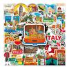Stationery for Travel Enthusiasts 50PCS Themed Stickers, Retro European Style Waterproof PVC Vintage City Architecture Stickers Decals, Non