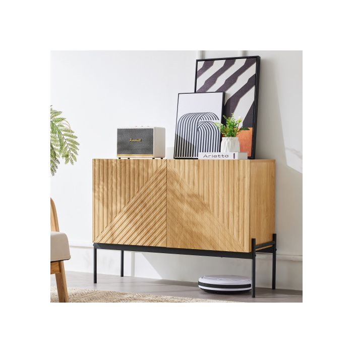 Buffet - MUVOE - 2 Portes - Métal - Design Contemporain - Dimensions 100x40x75 cm