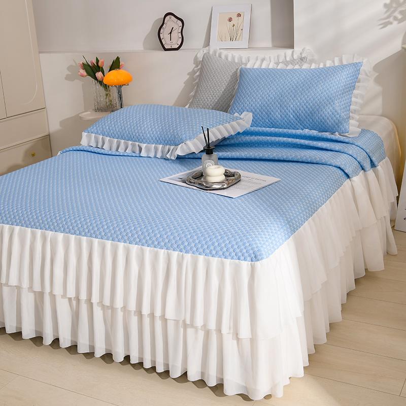 Princess Wind Bed Skirt Ice Bean Cool Mat 3-piece Set Washable Cool Silk Mat Bed Skirt Cool Mat