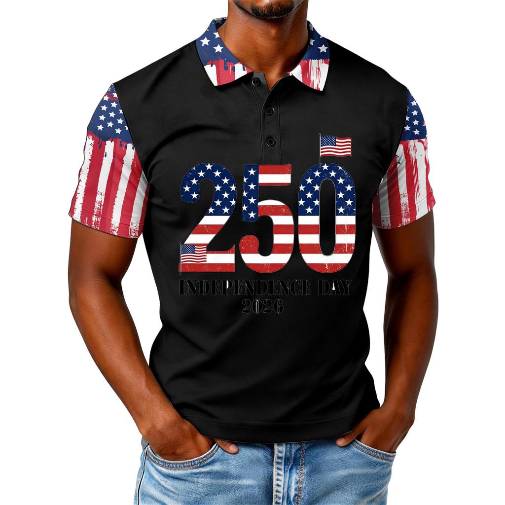 Men's Loose And Casual Flag Letter Print T-shirt Short-sleeved Top