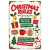 Vintage Christmas Rules Metal Tin Sign Holiday Home Wall Decor