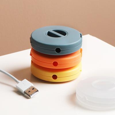Caixa de Armazenamento de Cabo de Dados para Celular, Mini Caixa Portátil para Organização de Cabos de Carregamento, Caixa para Cabo de Fone de Ouvido, Enrolador de Fio Rotativo