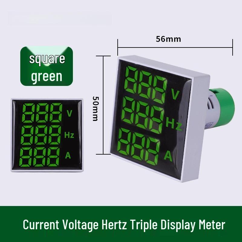 22mm Dual Display LED Voltage Current Frequency Meter - Round/Square