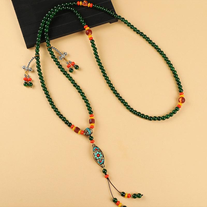 Retro Tibetan back necklace Long medium crossbody chain Sweater chain Multi-purpose accessories women
