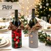 Reusable Wine Bottle Decorations Christmas Sweater Cover, Faux Fur Collar And Button Covers Coat Design Plaid Clothes for Party Decoration Holiday