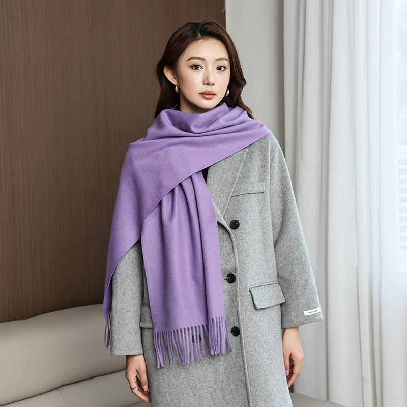 Winter wool simple and versatile scarf solid color women's autumn and winter warm fashion temperament wool shawl