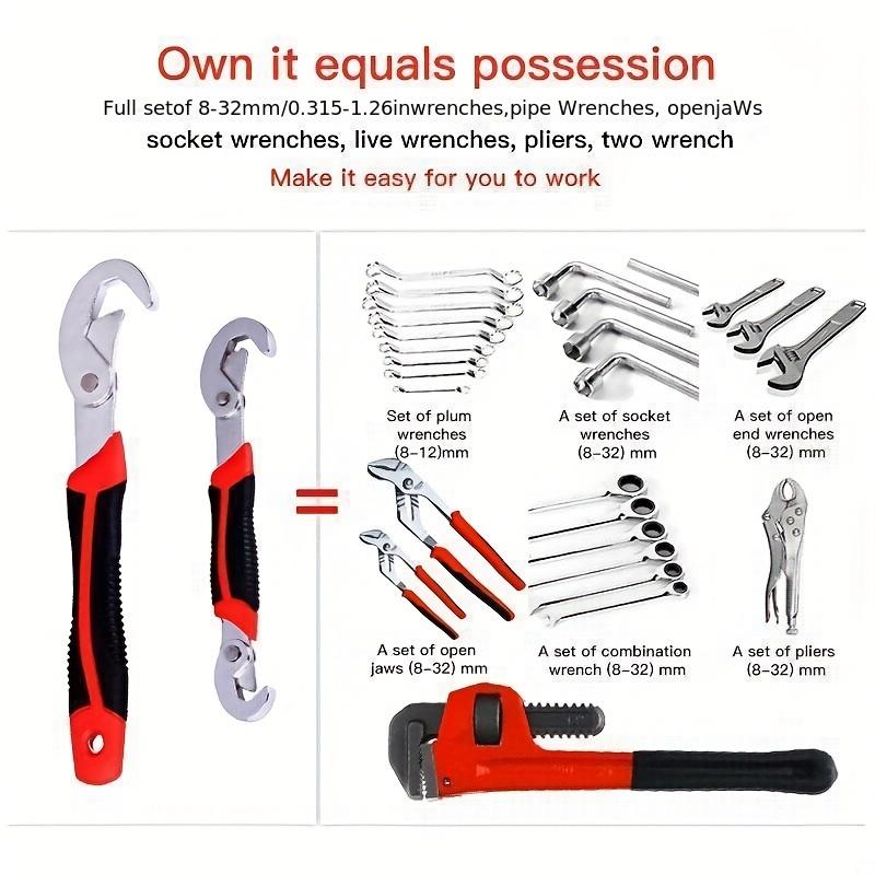 Universal Wrench, 6mm-32mm,WoodWorking Universal Spanner,Stainless Steel Non-slip Multifunctional Spanner, Multi-Size Adjustable