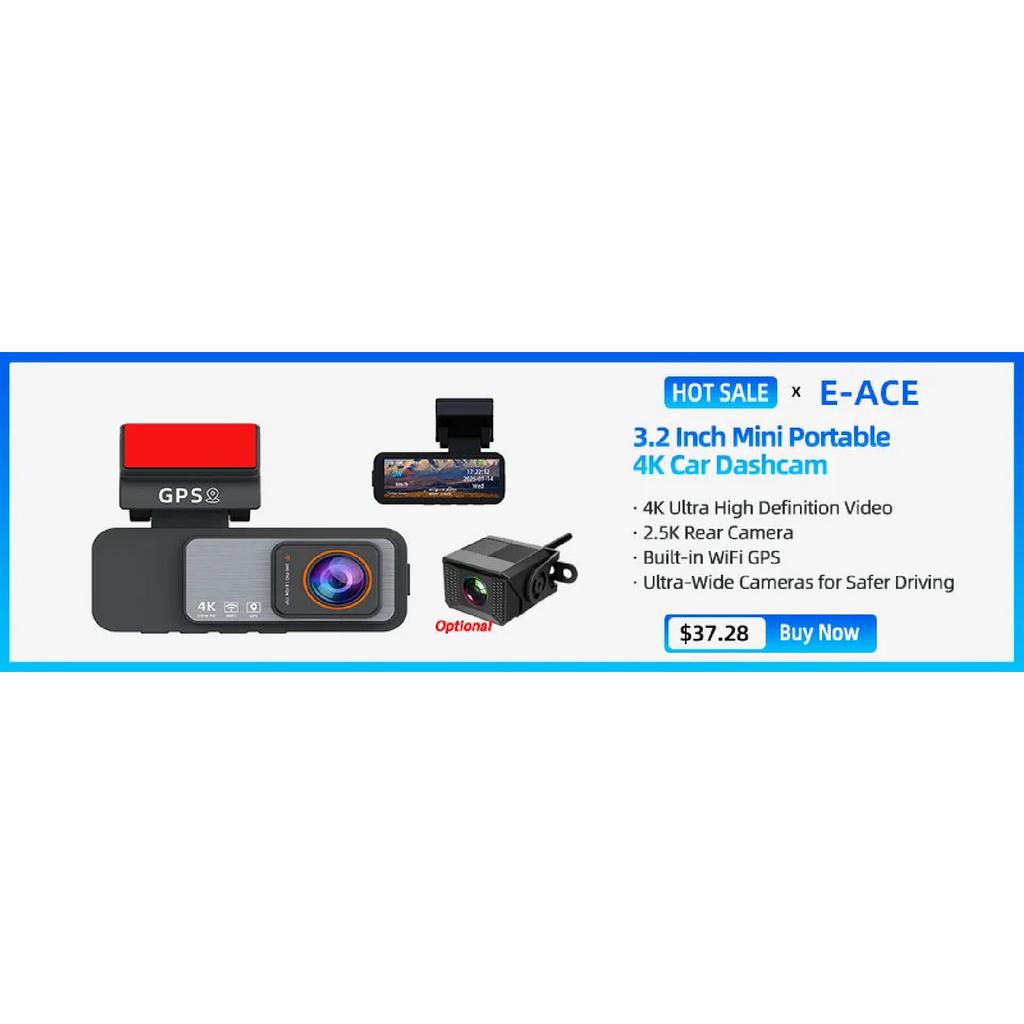 E-ACE Dashcam Car Dvr 4.3 Inch Mirror FHD 1080P Camera Optional Dual Lens DVR  Rearview Mirror Dash Camera Video Recorder Auto