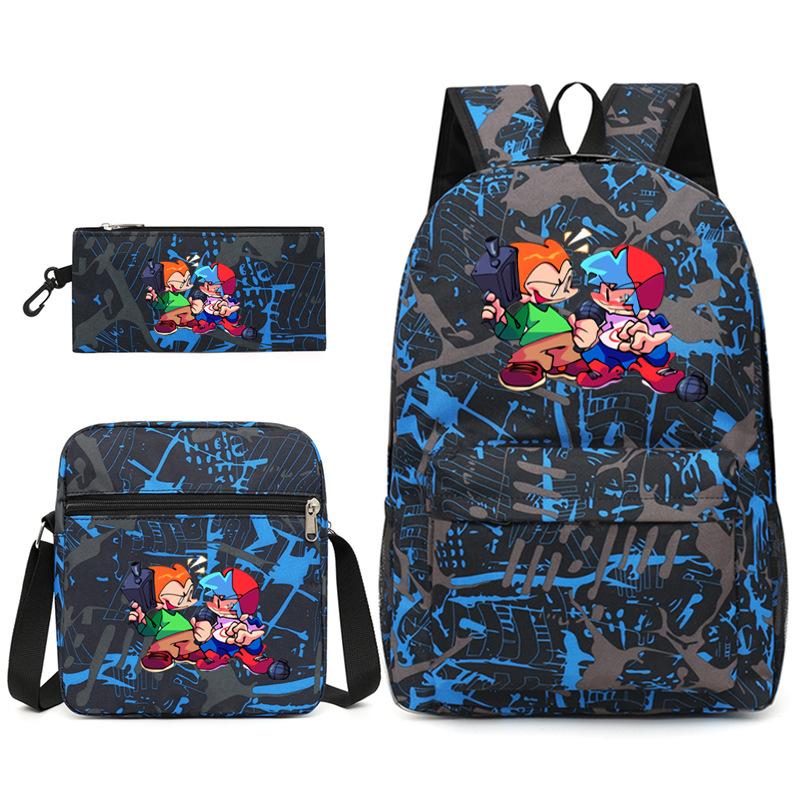 Classic Popular Friday Night Funkin Printed 3pcs/Set Pupil School Bags Laptop Daypack Backpack Inclined Shoulder Bag Pencil Case