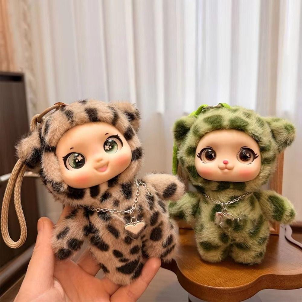 Keychain Vinyl Face Plush Doll Bag Charm Vinyl Doll Toy Leopard Stuffed Pendant Girls Women