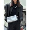 Korean-Style Women's Genuine Leather Crossbody Bag with Wide Strap - Streetwear Shoulder Bag 2026 Summer Square Pillow Bag