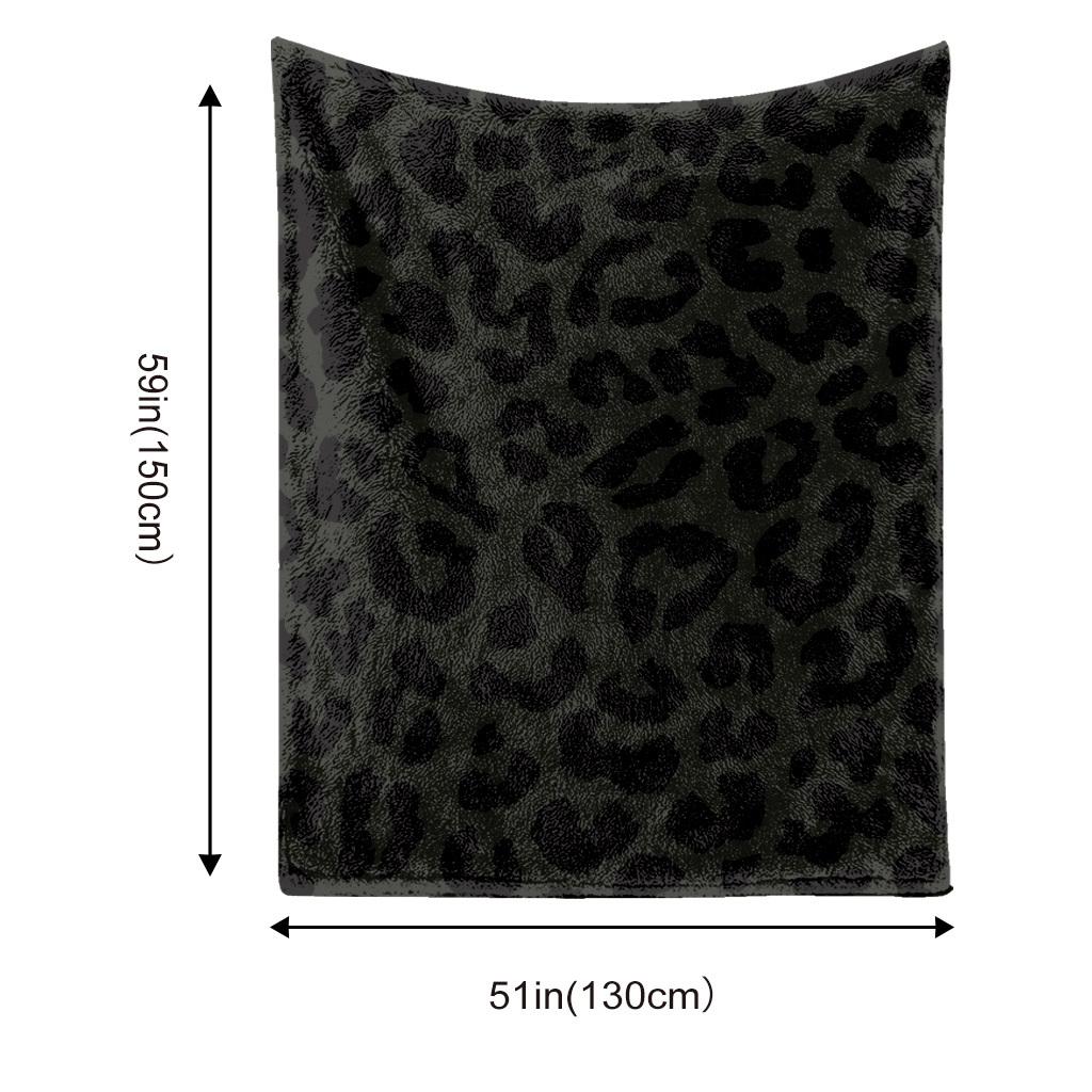 Black Gold Leopard Flannel Blanket, Luxury Plush All-Season Throw, Oversized Bedspread for Home Travel, Machine Washable Decor