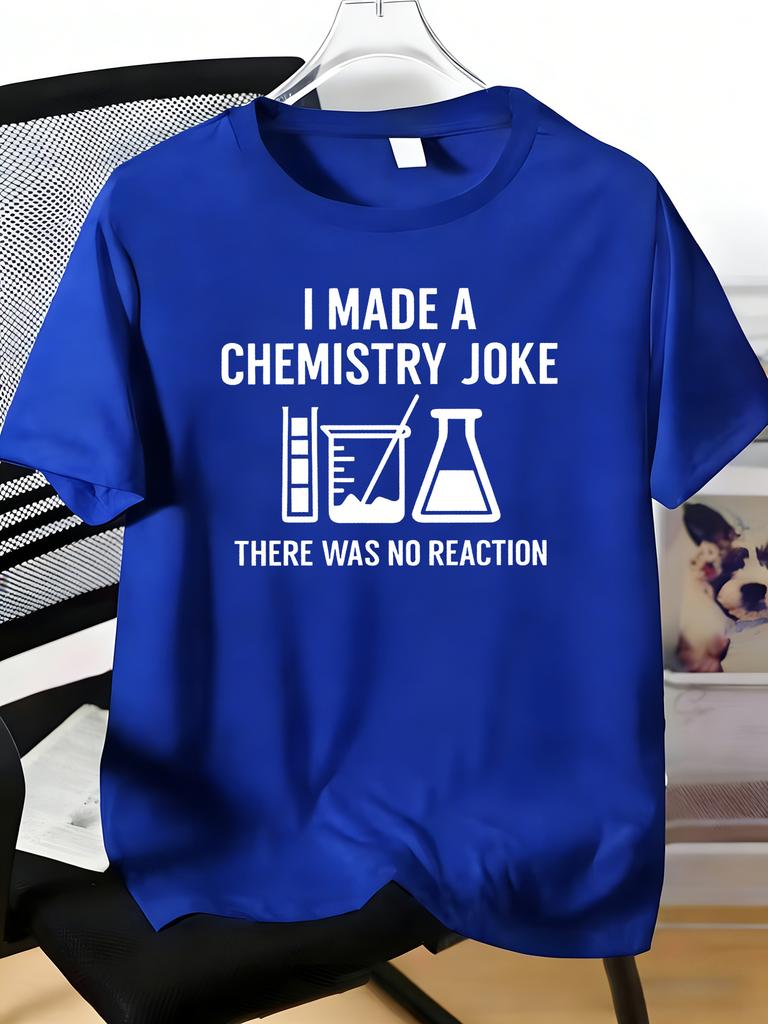 Male Red Crew Neck Tee Funny Chemistry Joke Lab Gear Print Thin Light Short Sleeve Daily Summer Casual Top For Science Nerd Unisex