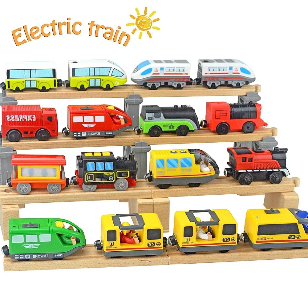 Wooden Locomotive Magnetic Electric Car Train Playthings Fit Biro Wooden Diecast Slot Train Track Railway Learning Playthings Ideal For Children