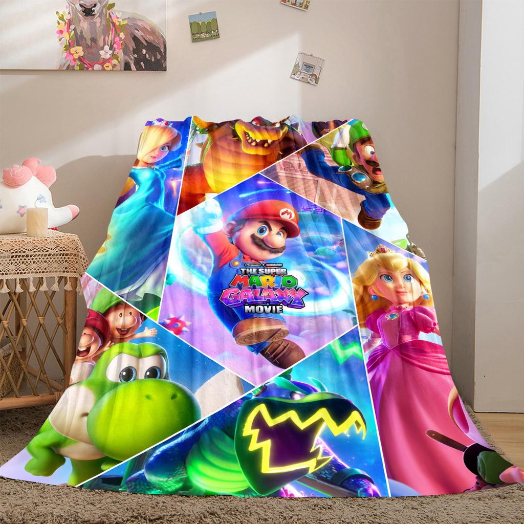 Mario Bros Game Print Blanket Warm Comfortable Flannel Cover For Bedrooms, Sofas, Beds, Chairs LXR94